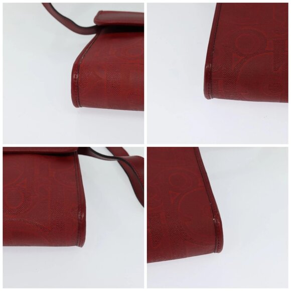 Christian Dior Trotter Canvas Shoulder Bag Red Gold Auth BA3450 - Picture 15 of 16